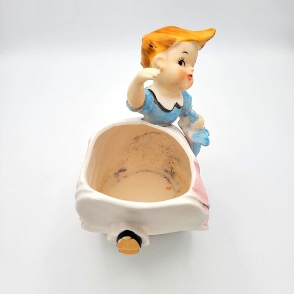 Vintage Velco Ceramic Girl Planter with Pink and Blue Accents - Picture 15 of 16